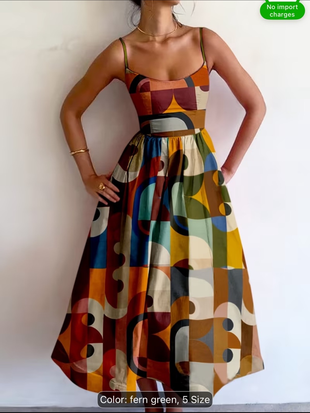 Geometric Print Maxi Dress in Fern Green Multi 2XL